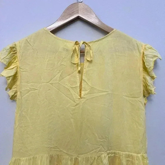 Wilfred  La Boheme Sidonie Tiered Ruffle Feminine Babydoll Mini Dress Yellow S - Picture 10 of 14